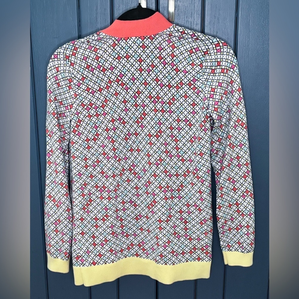 Lands End Colorful Geometric Open Cardigan XS Whimsical Playful Clowncore - Picture 3 of 3